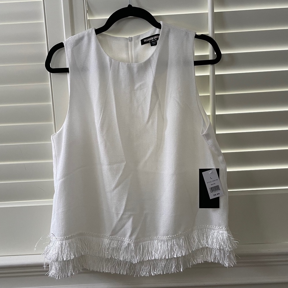 NWT White Fringe Tank